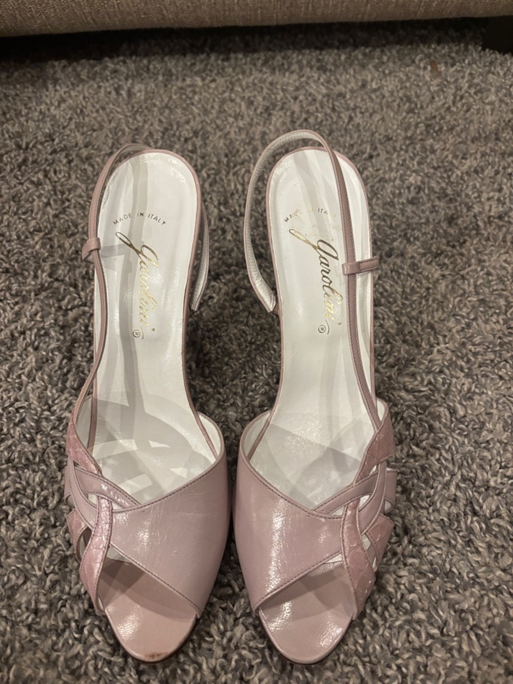 Garolini Vintage Women's Blush Slingback Peep-Toe Heels